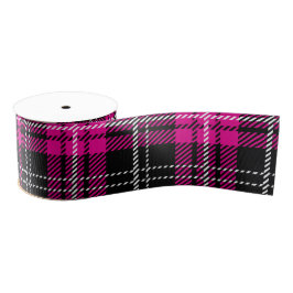 Pink and Black Plaid Tartan Print Ribbon Ripsband