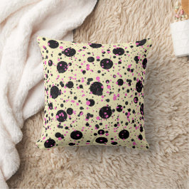 Pink and Black Polka Dot Pattern Kissen