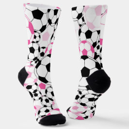 Pink and Black Soccer Ball Print Football Fan Socken