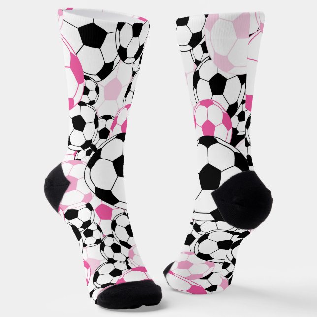 Pink and Black Soccer Ball Print Football Fan Socken (Gewinkelt)