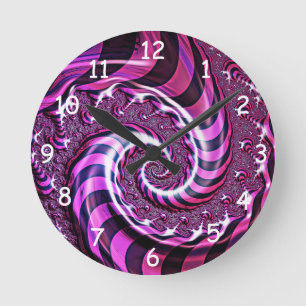 Pink and Black Spiral Illusion Round Clock Runde Wanduhr