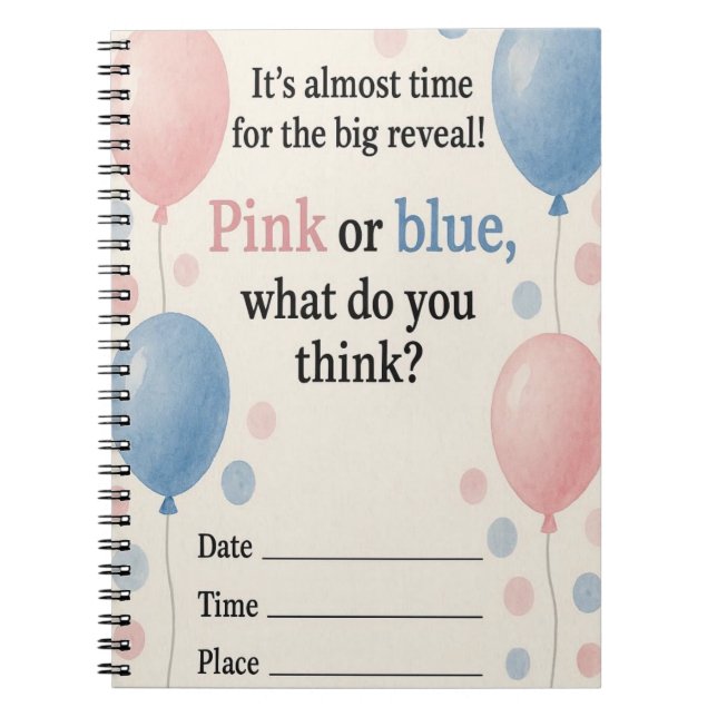 "Pink and Blue Balloons Notebook Notizblock (Vorderseite)