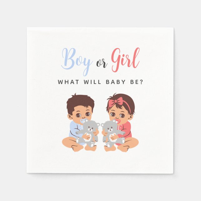 Pink and Blue Boy or Girl Baby Gender Reveal Serviette (Vorderseite)