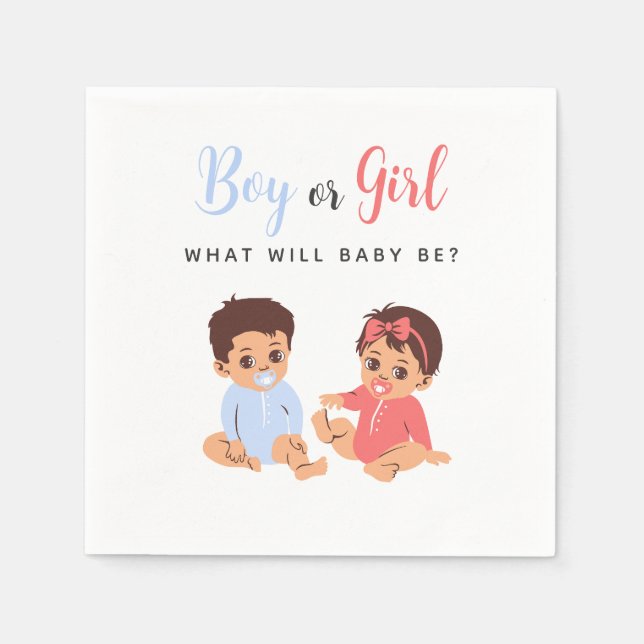 Pink and Blue Boy or Girl Baby Gender Reveal Serviette (Vorderseite)