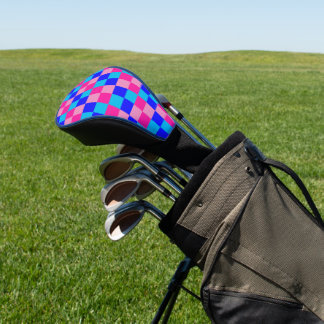 Pink and Blue Checkered Print Golf Headcover