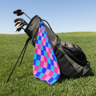 Pink and Blue Checkered Print Golfhandtuch