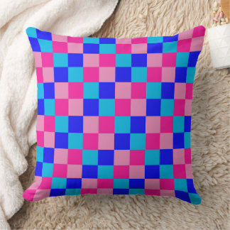Pink and Blue Checkered Print Kissen