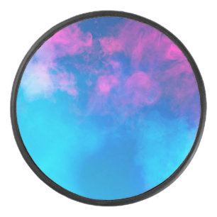 Pink and Blue Colored Smoke Zazzle  _Growshop Eishockey Puck