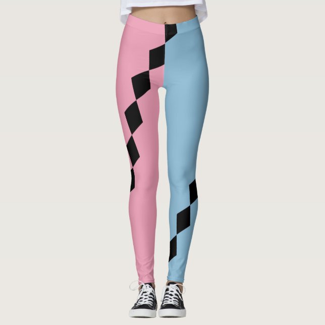Pink and Blue Diamond Diagonal Leggings (Vorderseite)