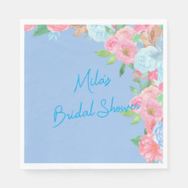 pink and blue floral serviette