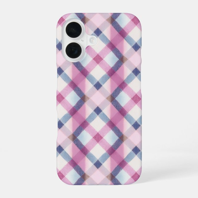 Pink and Blue Gingham Check Phone Case iPhone 16 Hülle (Rückseite)