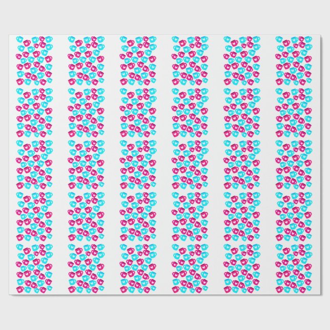 Pink and Blue Heart Cups Pattern Geschenkpapier (Flach)