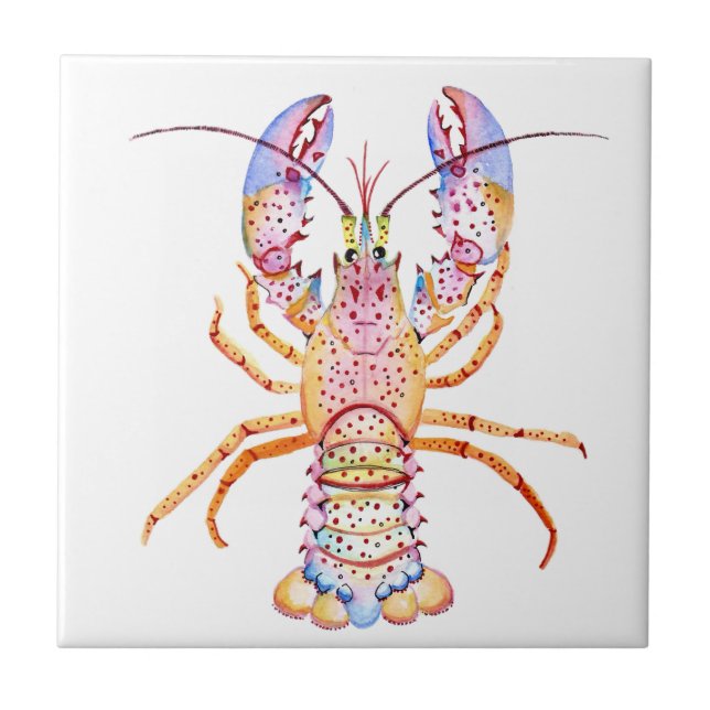 Pink and Blue Lobster Fliese (Vorderseite)