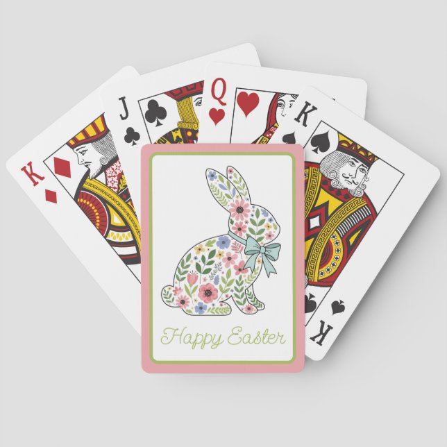 Pink and Blue Wildflower Easter Rabbit Spielkarten (Rückseite)