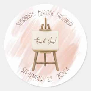 Pink and Brown Easel Baby, Brautparty Vielen Dank Runder Aufkleber