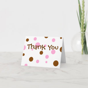 Pink and Brown Polka Dot Thank You Cards Dankeskarte