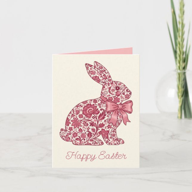 Pink and Cream Chinoiserie Easter Rabbit (Vorderseite)