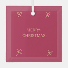 Pink and Cream Illustrated Bow Merry Christmas Mug Ornament Aus Glas