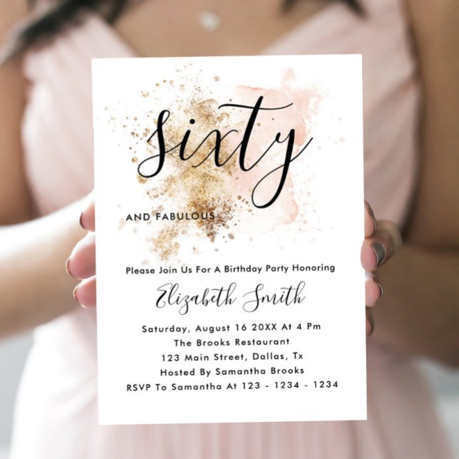 Pink and Gold 60th Birthday Einladungen (Von Creator hochgeladen)