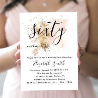 Pink and Gold 60th Birthday Einladungen