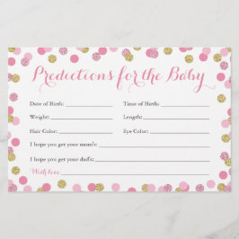 Pink and Gold Baby Predictions Cards für Baby