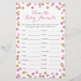 Pink and Gold Baby Showroom Baby Animal Name Game