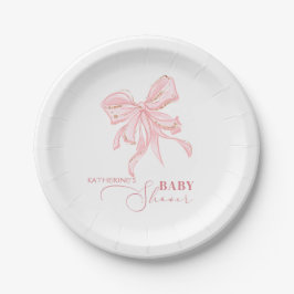 Pink and Gold Bow Chic Girl Baby Dusche Pappteller