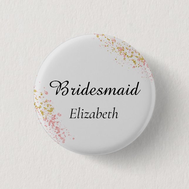 Pink and Gold Bridesmaid Button (Vorderseite)