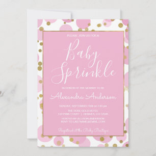 Pink and Gold Foil Confetti Girl's Baby Sprinkle Einladung