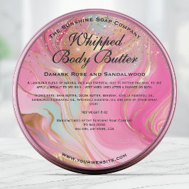 Pink and Gold Glitter Body Butter Jar Label Runder Aufkleber