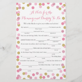 Pink and Gold Glitzer Baby Shower Addon Game Card