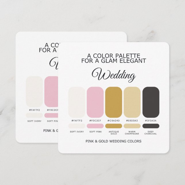 Pink and Gold Wedding Color Palette Card Einladung (Vorne/Hinten)