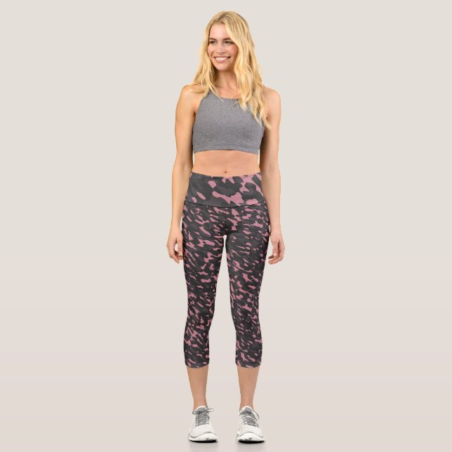 pink and gray camo abstract capri leggings (Vorderseite)