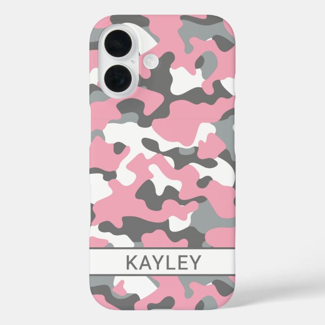 Pink and Gray Camouflage Personalized Case-Mate iPhone Hülle (Rückseite)