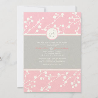 Pink and Gray Floral Monogram Wedding Invitation Einladung