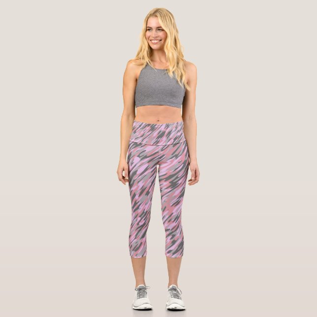 pink and gray green camo abstract capri leggings (Vorderseite)