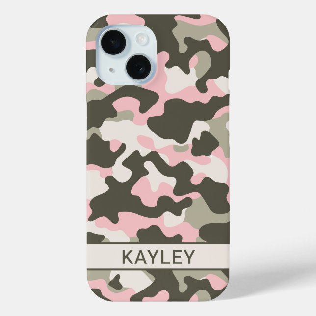 Pink and Green Camouflage Personalized Case-Mate iPhone Hülle (Rückseite)