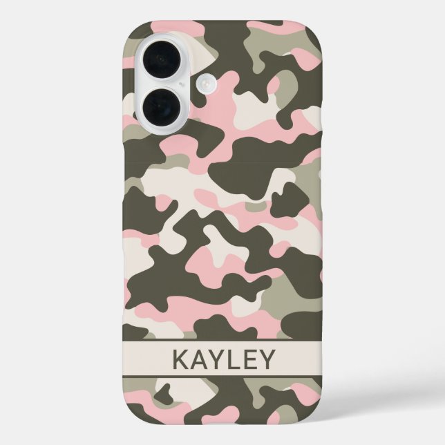 Pink and Green Camouflage Personalized Case-Mate iPhone Hülle (Rückseite)