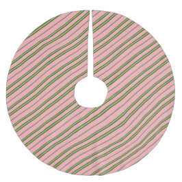 Pink and Green Candy Cane Stripes Polyester Weihnachtsbaumdecke