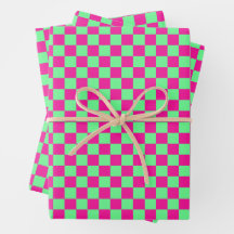 Pink and Green Checkered Print