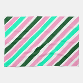 Pink and Green Christmas Candy Stripes  Geschirrtuch