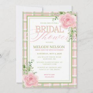 Pink and Green Floral Bridal Shower Invitation Einladung