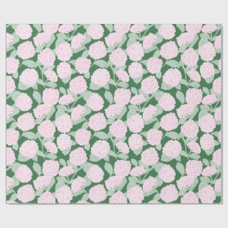 Pink and Green Hydrangea Floral Geschenkpapier