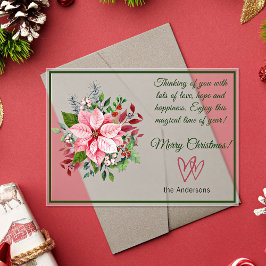 Pink and Green Poinsettia Frosted Christmas Card Acryleinladungen