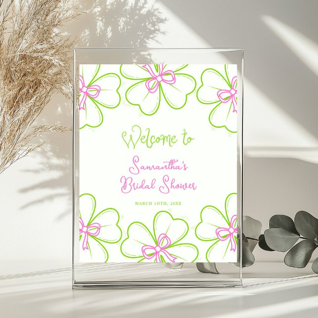 Pink and Green Shamrock Bridal Shower Welcome Sign Poster (Von Creator hochgeladen)