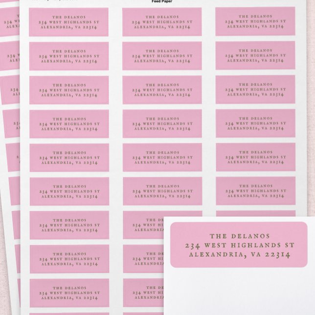Pink and Green Simple Antique Serif Text (pink address labels)