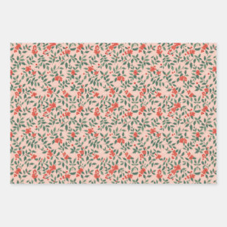 Pink and Holly Christmas Wrapping Paper Geschenkpapier Set