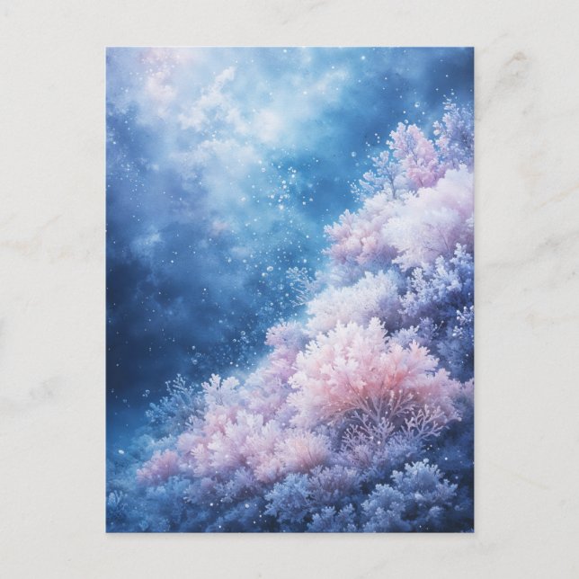 Pink and Lavender Coral Reef in Starry Blue Sea Postkarte (Vorderseite)