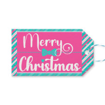 Pink and Mint Bright Christmas Diagonal Stripe