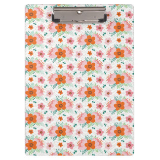 Pink and orange floral bouquet patterned clipboard klemmbrett